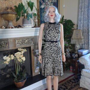Giambatista Valli Brown/Beige Animal Print Wool Knit Sheath Dress Size IT40- US4